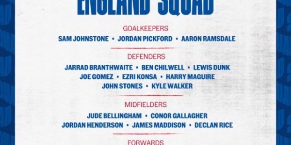 英格兰队公布新一期大名单：贝林厄姆领衔戈登在列